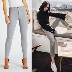 NWT L’AGENCE High Rise Grey Stretch Denim Smoothing‎ Marguerite Skinny Jeans 25